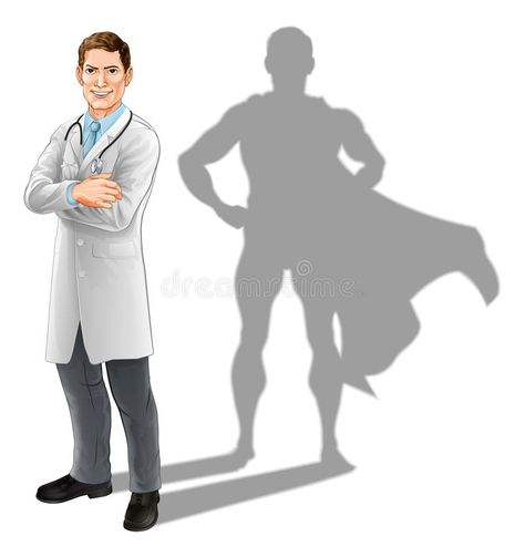 Handsome Doctor, Superhero Doctor, Doctor Drawing, خريطة ذهنية, Folded Arms, Shadow Illustration, Warrior Pose, Superhero Poster, Brochure Template Psd