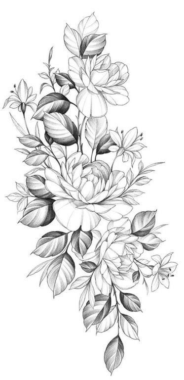 Floral Bird Tattoo, Bird And Flower Tattoo, Floral Thigh Tattoos, Flower Tattoo Drawings, Tattoo Zeichnungen, Floral Tattoo Sleeve, Flower Tattoo Sleeve, Leg Tattoos Women, Floral Tattoo Design