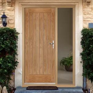 Front Door Mid Century, Front Door With Windows, Unique Front Door, Front Door Designs, Unique Front Doors, Oak Windows, Oak Front Door, House Front Door Design, Oak Door