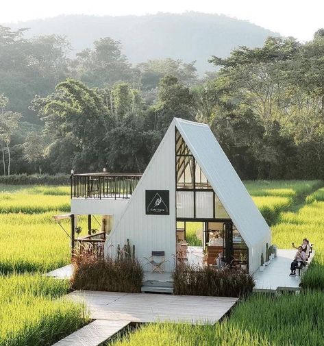 Build Your Own Cabin, Cabin Houses, Coffee House Design, Rice Field, A Frame House Plans, Rest House, Minimal House Design, Tiny Cabin, Tiny House Decor