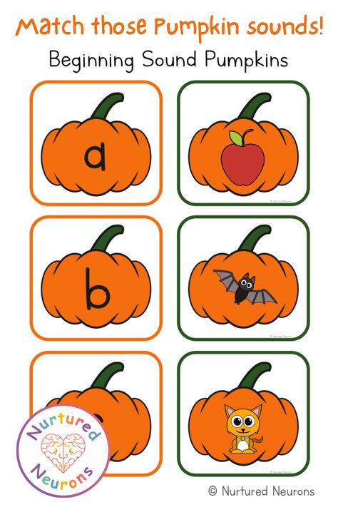 Phonics Halloween Activities, Name Recognition Preschool Fall, Halloween Phonics Activities, Halloween Phonics, Halloween Name Recognition Activities, Literacy Games Kindergarten, Fall Letter Sound Activities, Pumpkin Beginning Sounds Free, Pumpkin Alphabet Activities