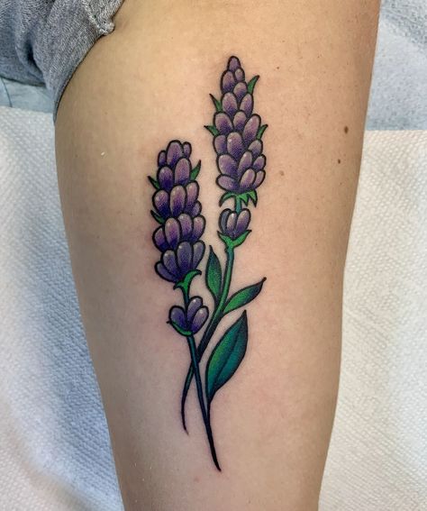 Traditional Lavender Tattoo, Wildflower Tattoos, Lilac Tattoo, Heather Flower, Body Ideas, Lupine Flowers, Lavender Tattoo, Branch Tattoo, Wildflower Tattoo