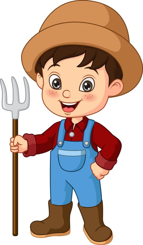 Farmer Cartoon Character, Farmer Clipart, Farmer Drawing, Cartoon Farmer, Farmer Cartoon, Farmer Illustration, Farmer Boy, Preschool Art Activities, Community Helpers