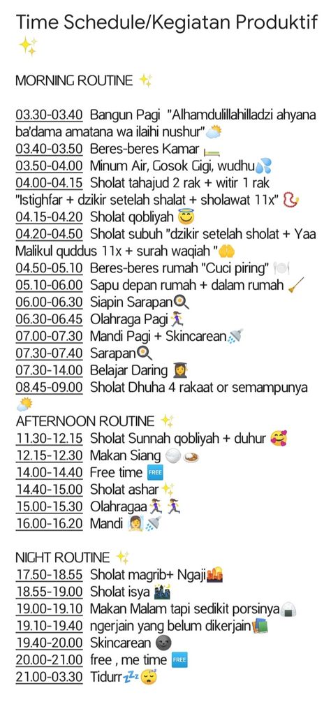 Jadwal Harian Produktif, Daily Routine Schedule, Time Schedule, Life Routines, Pray Quotes, Postive Life Quotes, Life Hacks For School, Learn Islam, Note To Self Quotes