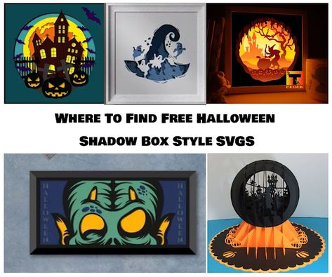 Fields Of Heather: Where To Find Free Halloween Shadow Box SVGS Shadow Box Svg Free, Free Shadow Box Svg Files, Light Box Diy, Halloween Shadow Box, Halloween 3d, Halloween Scarecrow, 3d Shadow Box, Halloween Lights, Cricut Free