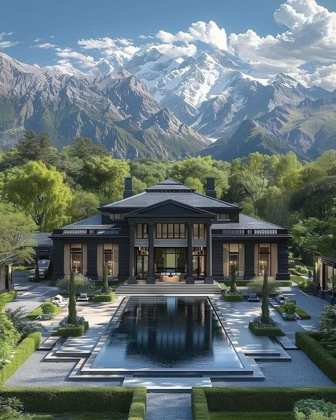 Modern Mountain Mansion, Canada Mansion, Cool Mansions, Mountain Mansion, Artist Wallpaper, Luxurious Mansion, Luxurious Pool, Luxury Architecture, Mansion Designs