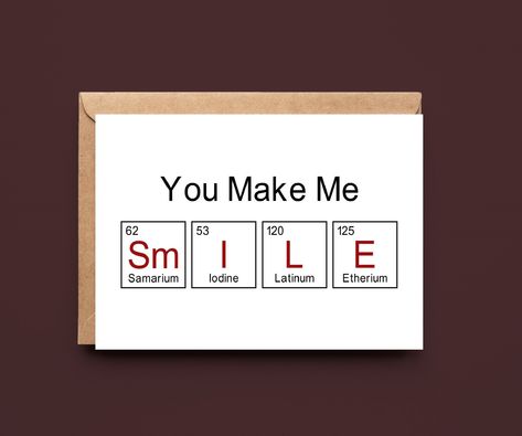 Excited to share this item from my #etsy shop: Geeky Gifts For Him, Science Card, Physics Gift, Geek Card, Nerd Card, Geeky Gifts #anniversary #anniversarycard #geekcard #nerdygifts #geekycard #nerdcard #geekygiftsforhim Periodic Table Words, Chemistry Tattoo, Chemistry Quotes, Friend Valentine Card, Diy Valentine Gifts For Boyfriend, Aesthetic Doodles, Physics Gifts, Love Letters To Your Boyfriend, Science Valentines