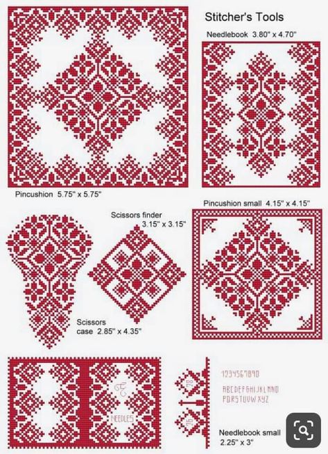 Biscornu Cross Stitch, Blackwork Patterns, Cross Stitch Boards, Scissor Case, Cross Stitch Freebies, Cross Stitch Borders, Knitting Charts, Cross Stitch Charts, Christmas Cross Stitch