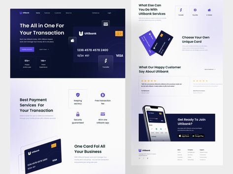 Banking Landing Page, Bank Website Design, Bank Website, Web Banking, Financial Website, Digital Banking, Online Cards, Email Template Design, Modern Website Design