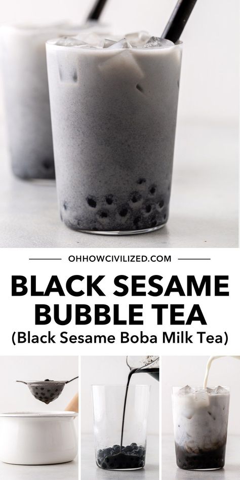 Caffeine Free Milk Tea, Black Sesame Latte, Boba Menu, Easy Bubble Tea Recipe, Summer Tea Recipes, Flavored Iced Tea Recipes, Homemade Tea Recipes, Hot Tea Recipes, Boba Tea Recipe