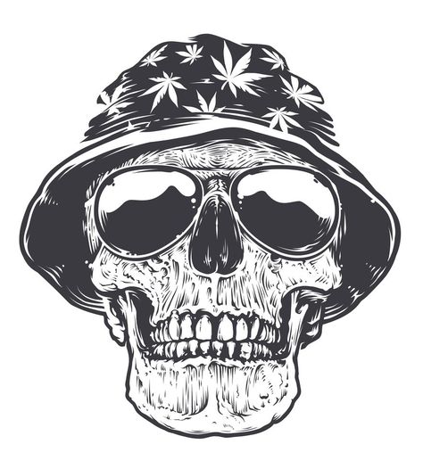 Rasta Skull in Hat and Sunglasses Acab Tattoo, Skull Art Tattoo, Gangsta Tattoos, Muster Tattoos, Skulls Drawing, Skull Hat, Desenho Tattoo, Skull Face, Skull Drawing