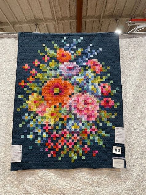 Live a Colorful Life: Quilt 240: Embroidery Flower First Quilt, Flower Quilts, Flower Quilt, Charity Auction, Colorful Life, My Sewing Room, Back In Time, Embroidery Projects, Quilt Making