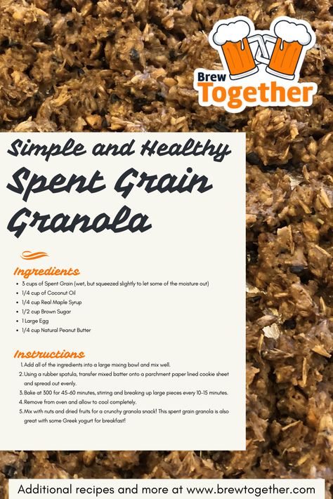 Leftover Granola Recipes, Spent Grain Recipes, How To Use Granola In Recipes, Spent Grain Bread, Basement Brewery, Seeded Whole Grain Quick Bread, Ancient Grains Granola Recipe, Snack On The Go, Spent Grain