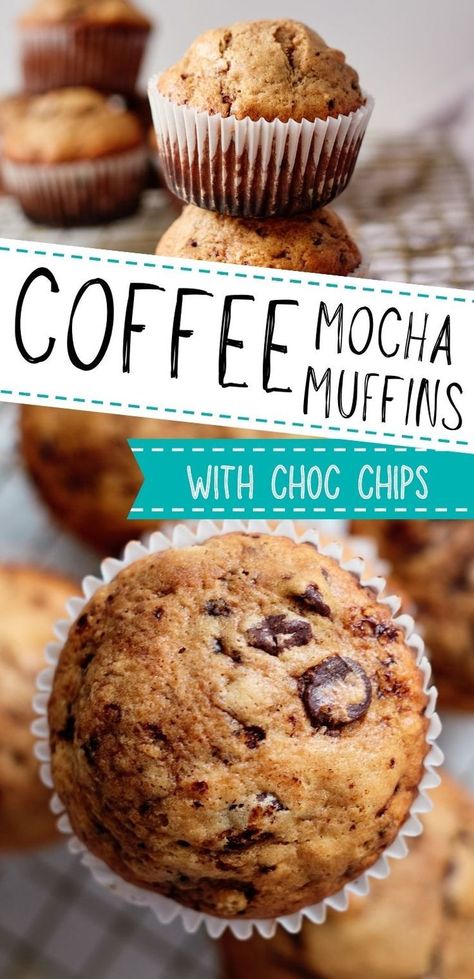 Anything But A Cup, Mocha Muffins, Cup Party Ideas, Muffins With Chocolate Chips, Coffee Muffins, Muffins With Chocolate, Coffee Mocha, Homemade Muffins, Baking Muffins