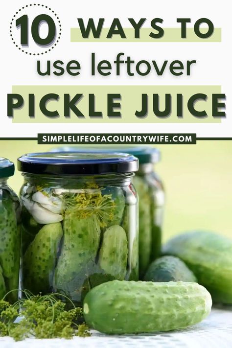 Do you have a jar of leftover pickle juice sitting in the back of your fridge? It turns out there are plenty of uses for pickle juice so you don’t need to throw it away! Today we are going to talk about some creative ways to use it up. | leftover pickle juice recipe | uses for leftover pickle juice | pickles using leftover pickle juice | how to use leftover pickle juice | what to do with leftover pickle juice | leftover pickle juice what to do | how to use leftover pickle juice What To Do With Pickle Juice, Uses For Pickle Juice, Pickle Juice Recipe, Leftover Pickle Juice, Pickle Pops, Pickle Juice Uses, Budget Meal Prep, Pickle Brine, Dilly Beans