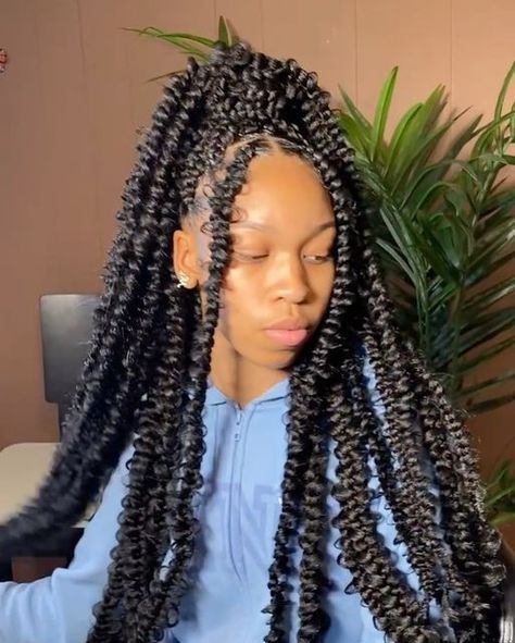 Stitch Butterfly Braids, Large Butterfly Braids, Large Passion Twists Braids, Large Twist Braids, Large Passion Twists, Styles For Natural Hair Short, Cute Black Hairstyles, Protective Styles For Natural Hair Short, Butterfly Braids