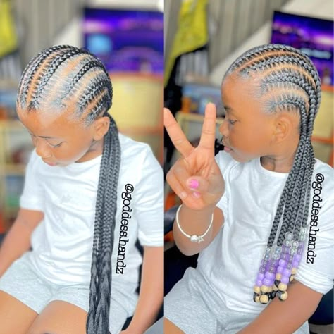 Hairstyles For 3rd Graders, Stitch Braid Hairstyles, Children Hair Styles Braids, Hairstyle With Beads, Taylor Hairstyles, Lil Girl Hairstyles Braids, Babygirl Hairstyle, Girls Braided Hairstyles Kids, Stitch Braid