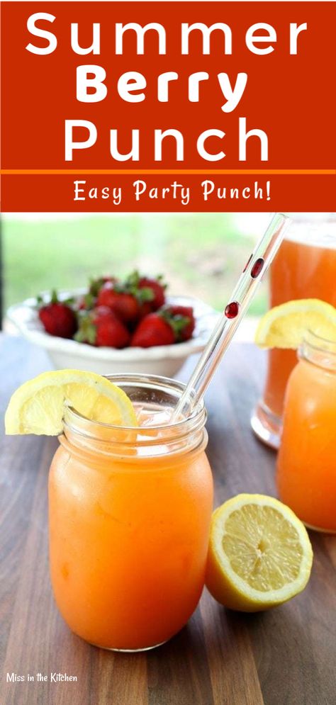 Summertime Punch, Summer Punch Recipes, Summer Drinks Nonalcoholic, Top Dinner Recipes, Summer Punch, Party Punch Recipes, Tropical Drinks, Refreshing Beverages, Berry Punch