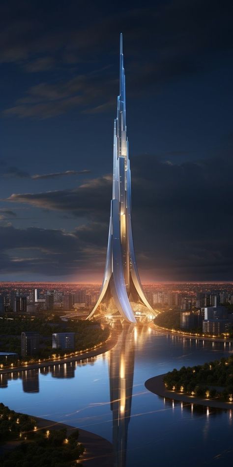 Futuristic Skyscraper Concept, Future Skyscraper, Sci Fi City Futuristic Architecture, Skyscraper Concept, Futuristic Skyscraper, Futuristic Architecture Future City, Home Decorations Ideas, Architecture Photography Buildings, Sci Fi Architecture