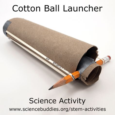 Explore #engineering and energy with the free "Make a Cotton Ball Launcher" #science activity.   #STEM #scienceteacher #afterschool #familyscience #ScienceBuddies #scienceactivity #engineer #engineersweek #scienceactivity #scienceproject #launcher Cotton Ball Launcher, Makerspace Activities, Homeschooling Science, Science Technology Engineering Math, Stem Experiments, Paper Towel Tubes, Ball Launcher, Mechanical Energy, Steam Education