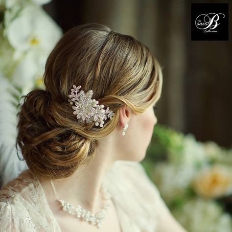 esme crystal and pearl head comb by anusha | notonthehighstreet.com Floral Wedding Hair, Bridal Earring, Crystal Hair Comb, Wedding Hair Comb, Luxe Wedding, Hair Comb Wedding, Ivory Pearl, Bridal Hair Comb, Crystal Hair