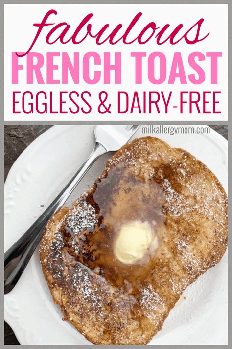 Easy Eggless French Toast Dairy-Free | Milk Allergy Mom (VIDEO) Egg Allergy Recipes, Eggless French Toast, French Toast Without Eggs, Dairy Free French Toast, Milk Allergy Mom, Egg Free Breakfast, Almond Milk Recipes, Allergen Free Recipes, Milk Allergy