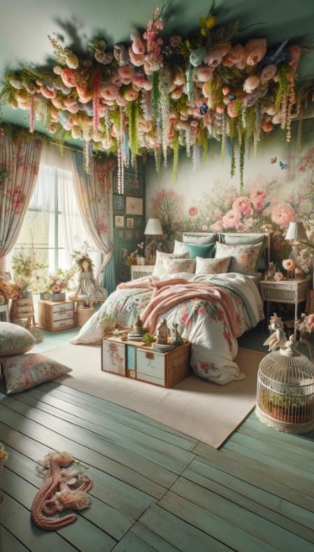 20 Magical Whimsical Bedroom Ideas to Transform Your Space 29 Whimsical Bedroom Kids, Book Bedroom Ideas, Fairy Bedroom Ideas For Adults, Whimsical Bedroom Adult, Fairy Room Ideas, Whimsical Bedroom Ideas, Whimsical Girls Bedroom, Whimsical Architecture, Enchanting Room