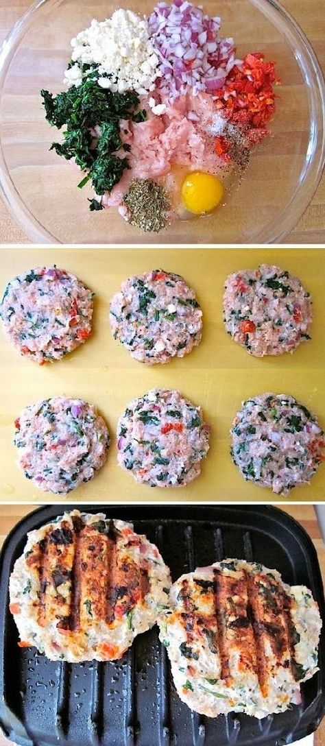 Greek Turkey Burgers Turkey Meals, Greek Turkey, Fitness Foods, Greek Turkey Burgers, Healthy Burger, Turkey Burger Recipes, Turkey Burger, Turkey Burgers, Corn Dogs