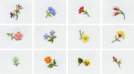 Small Flower Embroidery Designs, Small Flower Embroidery, Diy Embroidery Shirt, Miniature Embroidery, Floral Embroidery Patterns, Hand Embroidery Tutorial, Embroidery Works, Hand Embroidery Flowers, Learn Embroidery