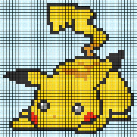 Alpha pattern #45925 | BraceletBook Pokemon Alpha Pattern, Crochet Alpha Patterns, Alpha Patterns Crochet, Pikachu Pixel, Pokemon Alpha, Pokemon Crochet, Grid Art, Cool Friendship Bracelets, Cute Pikachu