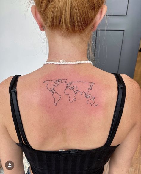 Continents Tattoo, World Map Tattoos, Map Tattoo, Hippie Tattoo, Tattoo Shoulder, Floral Tattoos, Map Tattoos, Simplistic Tattoos, Minimal Tattoo