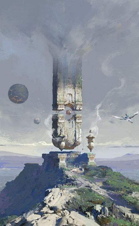 Ancient Monolith, World Concept Art, Fantasy Landscape Art, Sci Fi Landscape, Landscape Concept, Fantasy City, Fantasy Setting, Fantasy Places, Fantasy Art Landscapes