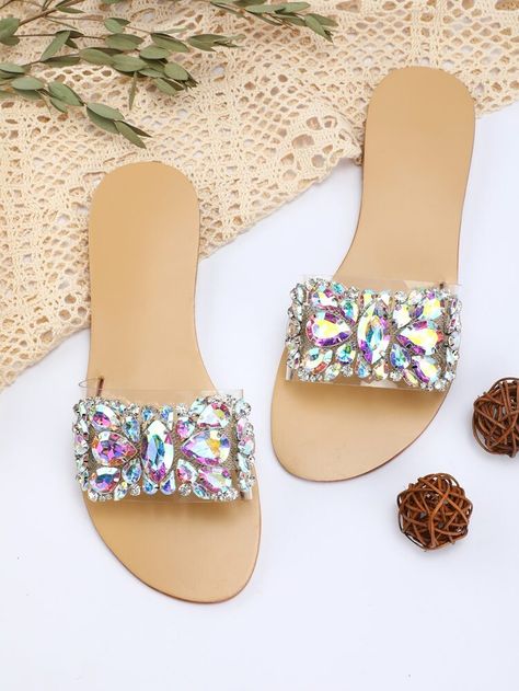 Bride Sandals, Clear Slides, Bling Sandals, Diy Slippers, Women Flat Sandals, Classy Shoes, Womens Sandals Summer, Fashion Slippers, Wedding Dress Shoes