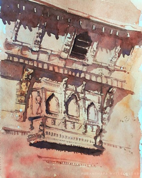 Newari Architecture, Nepal Art, Nepal Culture, Watercolor Architecture, Kathmandu Nepal, Indian Home, Indian Home Decor, World Heritage Sites, World Heritage