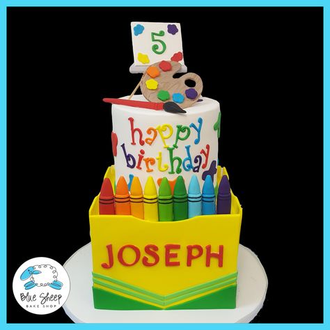 Crayon Theme Birthday Party, Crayola Cake, Crayon Cake, Crayola Party, Crayola Birthday Party, Art Party Cakes, Crayon Birthday Parties, Crayon Party, Fondant Art