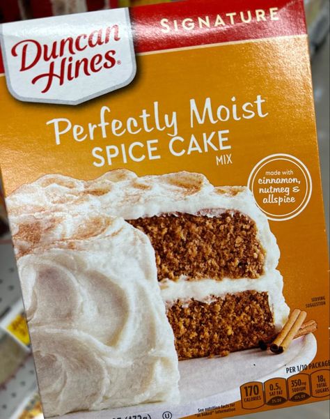 Duncan Hines Spice Cake Mix Spice Cake Mix Cookies, Duncan Hines Recipes, Spice Cake Mix Recipes, Moist Spice Cake, Duncan Hines Cake, Cake Mix Ingredients, Cupcake Mix, Single Serve Desserts, Spice Cake Mix