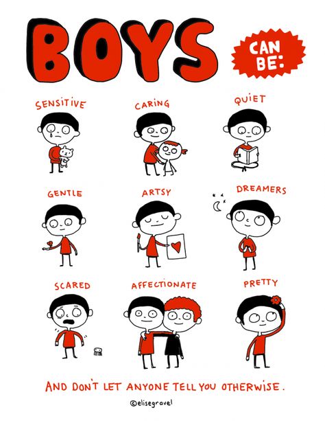 Boys can be | Elise Gravel Elise Gravel, Action For Happiness, I Love My Grandma, Coat Of Many Colors, Small Acts Of Kindness, Behavior Change, Powerful Images, Religious Education, Free Poster