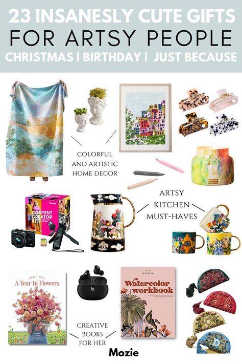 So you have an artsy friend, but don't know what to get her? We understand the struggle! It's so hard shopping for the perfect gift, but this ultimate gift guide will help you find the best gifts for the artsy people in your life. Whether she's a content creator, artist, or writer, you;ll be able to find the perfect gift for her here! Click the link above to shop the complete list of gifts for artsy friends! Artsy Christmas, Artsy Gifts, Artsy Girl, For Girlfriend Gifts, Gifts For Best Friend, Gifts Creative, Artsy Gift, Girls Gift Guide, Diy Gifts For Mom