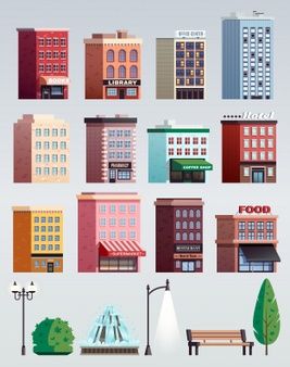 2d Building, Building Cartoon, Trunker Treat Ideas, Vector Building, Street Illustration, Minecraft Shops, Building Vector, Cartoon Building, Scale Model Building