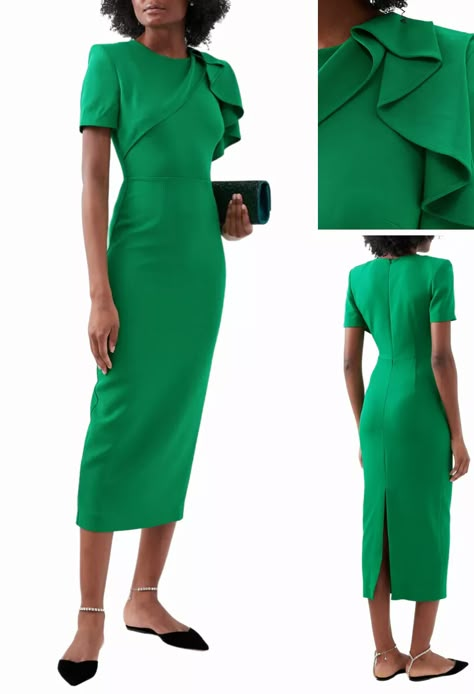 Kate Middleton Style Dresses, Classy Work Attire, Roland Mouret Dress, Wimbledon Final, Emerald Dress, Wimbledon Fashion, Kate Middleton Dress, Lime Green Dress, Corporate Dress