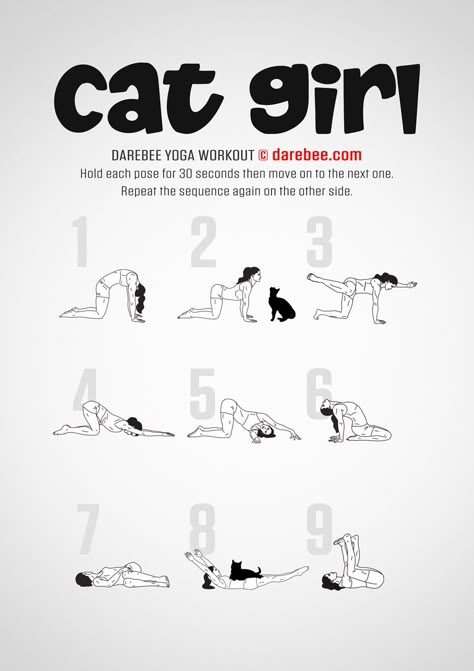 Cat Girl Yoga Workout Cat Woman Workout, Fit Challenge, Mental Health Inspiration, Yoga Sculpt, Power Woman, Morning Workouts, Body Stretch, Workout For Flat Stomach, Cat Yoga