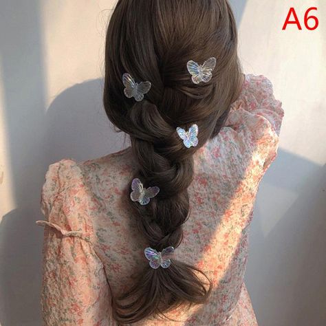 Cheap 5Pcs Girls Transparent Butterfly Pink Hairpin Children Fashion Heart-Shape | Joom Butterfly Hairstyle, قلادات متدلية, Eye Pigments, Shiny Eyes, Summer Haircuts, Long Hairstyle, Fotografi Vintage, Trendy Hairstyle, Mermaid Inspired