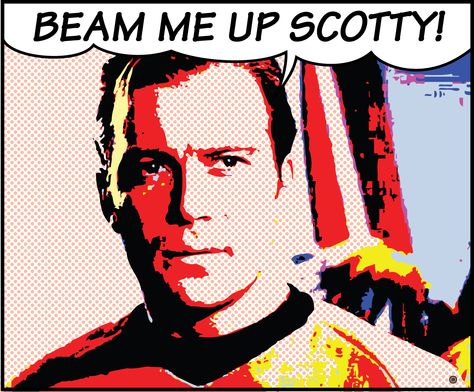 The closest that Captain Kirk ever got to this was "Beam us up, Mr. Scott", in the 'Gamesters of Triskelion' episode. Happy 46th Anniversary, Scotty Star Trek, Scotty T, Beam Me Up Scotty, Fandom Star Trek, It Was A Good Day, James T Kirk, Digital Decorations, Power Pop