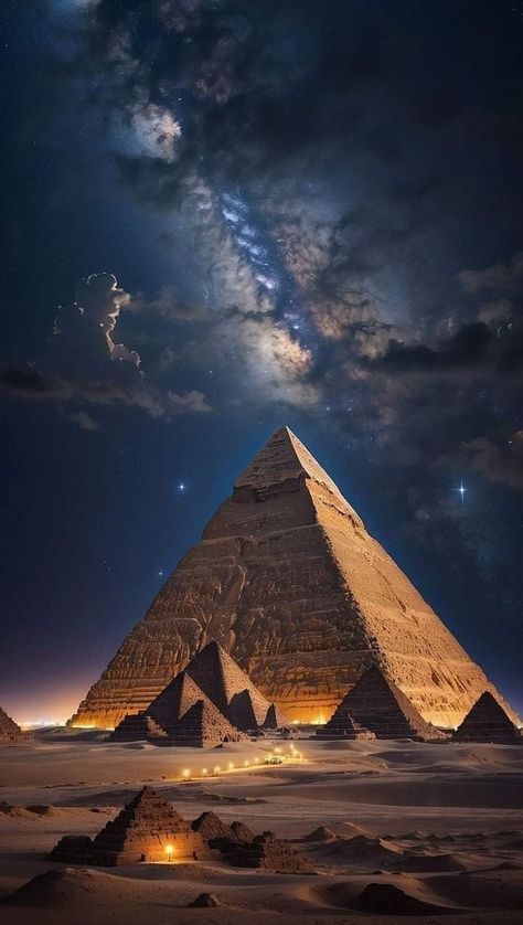 Egypt Wallpaper, Ancient Egypt Pyramids, Goddess Of Egypt, Egypt Concept Art, Milky Way Photography, Pyramids Egypt, Galaxies Wallpaper, Night Sky Photography, Ancient Egypt Art