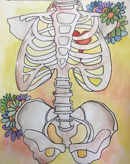 Art Room Blog: 5th grade Skeleton Torso Project... Skeleton Art Projects, Halloween Art Lessons, Elementary Art Lesson Plans, Elementary Art Lessons, Halloween Art Projects, 8th Grade Art, Middle School Art Projects, Art Lessons Middle School, 6th Grade Art