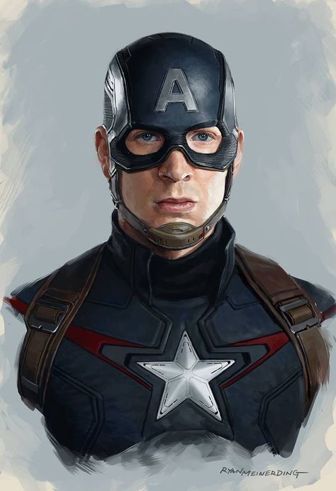 Captain America by the incredibly talented Ryan Meinerding, head of Marvel Studios's Visual Development Team Ryan Meinerding, Captain Amerika, America Wallpaper, Christopher Robert Evans, Captain America Art, Film Marvel, Avengers Movie, Captain America Wallpaper, Adidas Wallpapers