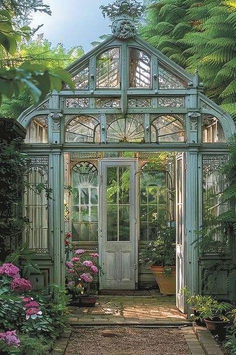 Dirt Therapy, Storybook Gardens, Victorian Greenhouses, Victorian Greenhouse, Outdoor Greenhouse, Greenhouse Interiors, Greenhouse Ideas, Home Greenhouse, Backyard Greenhouse