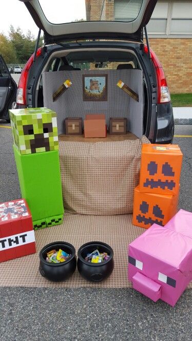 Minecraft trunk or treat. Trunk Or Treat Minecraft Ideas, Zelda Trunk Or Treat Ideas, Minecraft Trunk Or Treat Ideas, Transformers Trunk Or Treat, Trunker Treat Car Ideas, 80s Trunk Or Treat, Minecraft Trunk Or Treat Ideas For Cars, Trunk Or Treat Minecraft, Minecraft Trunk Or Treat