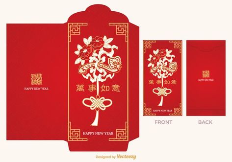 Chinese Red Packet Vector Template Chinese Red Envelope, Sugar Momma, Happy New Year Vector, Color Design Inspiration, Happy New Year Design, Lucky Money, Photoshop Images, Red Packet, Image 3d