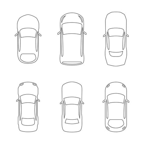 set of top view car silhouettes linear illustration Car Top View, How To Drow, Floor Plan Symbols, Linear Illustration, Urban Design Diagram, Architecture Set, Logo Design Inspiration Creative, Architecture Presentation Board, Plans Architecture